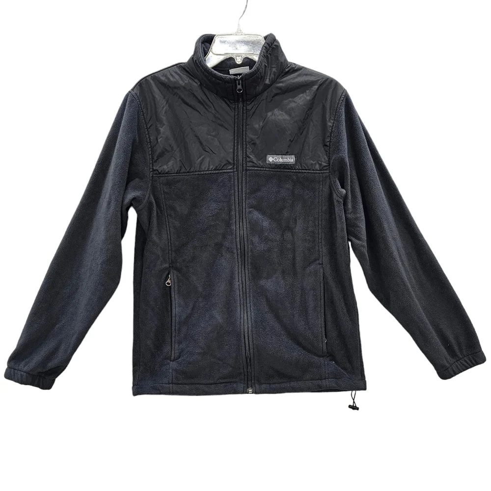 Columbia Fleece Jacket Men's Size Medium Full Zip Black Mount Grant Tech